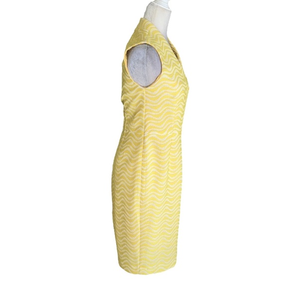 Albert Nipon Vintage Yellow White Wavy Striped 2 Piece Set Blazer Dress - 4 - Picture 9 of 16